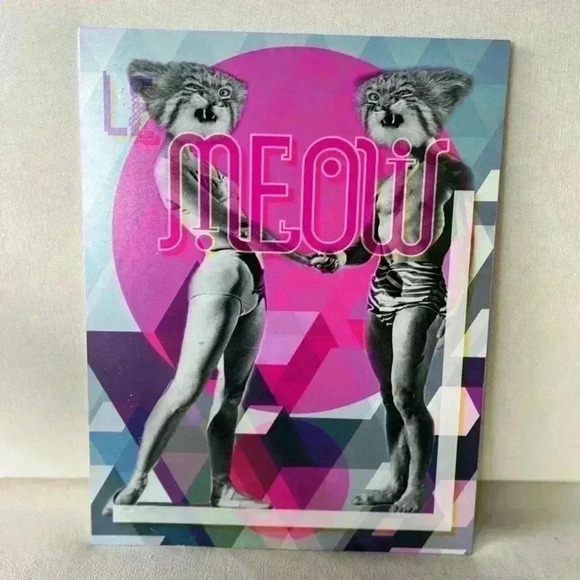 Cat art print on metal plate 8x10“ Meow modern art digital collage - Picture 1 of 5